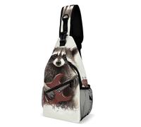 IOLVSHGH Funny Raccoon Sling Bag with Rfid Blocking Causal Mens Crossbody Bag Lightweight Chest Pack Large Man Purse Travel Crossbody Backpack Shoulder Sling Backpack for Hiking Running Cycling