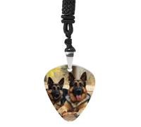IOLVSHGH German Shepherd Dog Guitar Pick Necklace for Men Women Guitar Pick Holder Necklace Stainless Steel Picks Medium Pendant Musical Jewelry Gifts for Electric Guitar Bass Ukulele Players