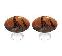 IOLVSHGH Giraffe at Sunset Kitchen Cabinet Knobs 2 Pack Bathroom Drawer Pulls Metal Dresser Knobs with Screw Cabinet Hardware Round Cabinet Handles for Cupboard Closet Bifold Door