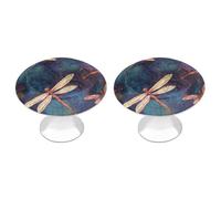 IOLVSHGH Hand Painted Dragonfly Kitchen Cabinet Knobs 2 Pack Bathroom Drawer Pulls Metal Dresser Knobs with Screw Cabinet Hardware Round Cabinet Handles for Cupboard Closet Bifold Door