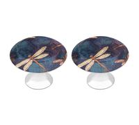 IOLVSHGH Hand Painted Dragonfly Kitchen Cabinet Knobs 2 Pack Bathroom Drawer Pulls Metal Dresser Knobs with Screw Cabinet Hardware Round Cabinet Handles for Cupboard Closet Bifold Door