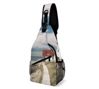 IOLVSHGH Lighthouse Backdrop Sling Bag with Rfid Blocking Causal Mens Crossbody Bag Lightweight Chest Pack Large Man Purse Travel Crossbody Backpack Shoulder Sling Backpack for Hiking Running Cycling