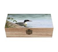 IOLVSHGH Loon Nature Birds Keepsake Box Decorative Boxes with Lids Wedding Memory Boxes for Keepsakes Large Wooden Storage Box for Crafts Small Wood Jewelry Photos Organizer