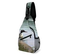 IOLVSHGH Loon Nature Birds Sling Bag with Rfid Blocking Causal Mens Crossbody Bag Lightweight Chest Pack Large Man Purse Travel Crossbody Backpack Shoulder Sling Backpack for Hiking Running Cycling