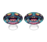 IOLVSHGH Love Music Monster Kitchen Cabinet Knobs 2 Pack Bathroom Drawer Pulls Metal Dresser Knobs with Screw Cabinet Hardware Round Cabinet Handles for Cupboard Closet Bifold Door