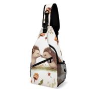 IOLVSHGH Lovely Hedgehog Sling Bag with Rfid Blocking Causal Mens Crossbody Bag Lightweight Chest Pack Large Man Purse Travel Crossbody Backpack Shoulder Sling Backpack for Hiking Running Cycling