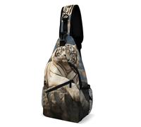 IOLVSHGH Majestic Tiger Sling Bag with Rfid Blocking Causal Mens Crossbody Bag Lightweight Chest Pack Large Man Purse Travel Crossbody Backpack Shoulder Sling Backpack for Hiking Running Cycling