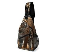 IOLVSHGH Malayan Tiger Sling Bag with Rfid Blocking Causal Mens Crossbody Bag Lightweight Chest Pack Large Man Purse Travel Crossbody Backpack Shoulder Sling Backpack for Hiking Running Cycling