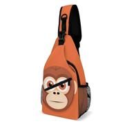 IOLVSHGH Monkey Sling Bag with Rfid Blocking Causal Mens Crossbody Bag Lightweight Chest Pack Large Man Purse Travel Crossbody Backpack Shoulder Sling Backpack for Hiking Running Cycling