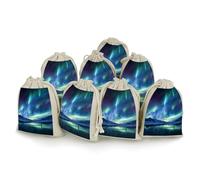 IOLVSHGH Northern Lights Empty Sachet Bags 8 PCS Cotton Muslin Bags with Drawstring Small Cloth Gift Pouches 6.7x4.9 Inch Burlap Bag Drawstring for Spice Tea Jewelry Wedding Party