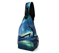 IOLVSHGH Northern Lights Sling Bag with Rfid Blocking Causal Mens Crossbody Bag Lightweight Chest Pack Large Man Purse Travel Crossbody Backpack Shoulder Sling Backpack for Hiking Running Cycling