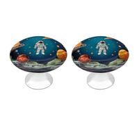IOLVSHGH Outer Space Rocket Astronaut Kitchen Cabinet Knobs 2 Pack Bathroom Drawer Pulls Metal Dresser Knobs with Screw Cabinet Hardware Round Cabinet Handles for Cupboard Closet Bifold Door