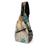 IOLVSHGH Pfhorn Flower Fairy Sling Bag with Rfid Blocking Causal Mens Crossbody Bag Lightweight Chest Pack Large Man Purse Travel Crossbody Backpack Shoulder Sling Backpack for Hiking Running Cycling