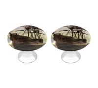 IOLVSHGH Pirate Ship Kitchen Cabinet Knobs 2 Pack Bathroom Drawer Pulls Metal Dresser Knobs with Screw Cabinet Hardware Round Cabinet Handles for Cupboard Closet Bifold Door