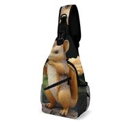 IOLVSHGH Resin Squirrel Sling Bag with Rfid Blocking Causal Mens Crossbody Bag Lightweight Chest Pack Large Man Purse Travel Crossbody Backpack Shoulder Sling Backpack for Hiking Running Cycling