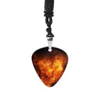 IOLVSHGH Roaring Flame Guitar Pick Necklace for Men Women Guitar Pick Holder Necklace Stainless Steel Picks Medium Pendant Musical Jewelry Gifts for Electric Guitar Bass Ukulele Players