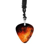 IOLVSHGH Roaring Flame Guitar Pick Necklace for Men Women Guitar Pick Holder Necklace Stainless Steel Picks Medium Pendant Musical Jewelry Gifts for Electric Guitar Bass Ukulele Players