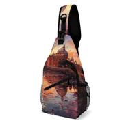 IOLVSHGH Rome Sunset Sling Bag with Rfid Blocking Causal Mens Crossbody Bag Lightweight Chest Pack Large Man Purse Travel Crossbody Backpack Shoulder Sling Backpack for Hiking Running Cycling