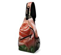 IOLVSHGH Rose Flower Sling Bag with Rfid Blocking Causal Mens Crossbody Bag Lightweight Chest Pack Large Man Purse Travel Crossbody Backpack Shoulder Sling Backpack for Hiking Running Cycling
