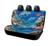 IOLVSHGH Seabed Coral Fish Dolphins Car Seat Covers Protector Waterproof & Breathable Automotive Seat Covers Non-Slip Auto Backseat Cover Universal Accessories Rear Seats Cover for Cars SUV Truck