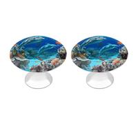 IOLVSHGH Seabed Coral Fish Dolphins Kitchen Cabinet Knobs 2 Pack Bathroom Drawer Pulls Metal Dresser Knobs with Screw Cabinet Hardware Round Cabinet Handles for Cupboard Closet Bifold Door