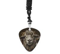 IOLVSHGH Sheep Head Image Guitar Pick Necklace for Men Women Guitar Pick Holder Necklace Stainless Steel Picks Medium Pendant Musical Jewelry Gifts for Electric Guitar Bass Ukulele Players