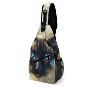 IOLVSHGH Siamese Cat Art Sling Bag with Rfid Blocking Causal Mens Crossbody Bag Lightweight Chest Pack Large Man Purse Travel Crossbody Backpack Shoulder Sling Backpack for Hiking Running Cycling