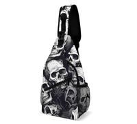 IOLVSHGH Skulls Pattern Sling Bag with Rfid Blocking Causal Mens Crossbody Bag Lightweight Chest Pack Large Man Purse Travel Crossbody Backpack Shoulder Sling Backpack for Hiking Running Cycling