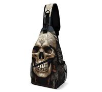 IOLVSHGH Skulls Sling Bag with Rfid Blocking Causal Mens Crossbody Bag Lightweight Chest Pack Large Man Purse Travel Crossbody Backpack Shoulder Sling Backpack for Hiking Running Cycling