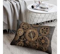 IOLVSHGH Steampunk Gears Clock Throw Pillow Covers 8"x12" Decorative Cushion Cover for Couch Sofa Living Room Bed Boho Farmhouse Pillow Cases Soft Plush Body Pillowcase Rectangular Cushion Case
