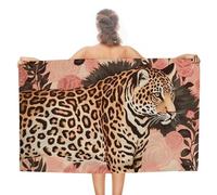IOLVSHGH Striped Leopard Beach Towels Oversized 31"X 51" Extra Large Microfiber Pool Towel Sand Free Lightweight Beach Blanket Absorbent Quick Dry Bath Towels for Swim Pool Yoga Gym Camping