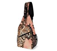IOLVSHGH Striped Leopard Sling Bag with Rfid Blocking Causal Mens Crossbody Bag Lightweight Chest Pack Large Man Purse Travel Crossbody Backpack Shoulder Sling Backpack for Hiking Running Cycling