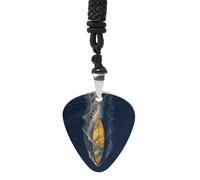 IOLVSHGH Surfboard Guitar Pick Necklace for Men Women Guitar Pick Holder Necklace Stainless Steel Picks Medium Pendant Musical Jewelry Gifts for Electric Guitar Bass Ukulele Players