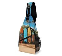 IOLVSHGH Surf's Up Surfboard Sling Bag with Rfid Blocking Causal Mens Crossbody Bag Lightweight Chest Pack Large Man Purse Travel Crossbody Backpack Shoulder Sling Backpack for Hiking Running Cycling