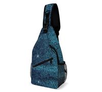 IOLVSHGH Teal Glitter Sling Bag with Rfid Blocking Causal Mens Crossbody Bag Lightweight Chest Pack Large Man Purse Travel Crossbody Backpack Shoulder Sling Backpack for Hiking Running Cycling