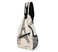 IOLVSHGH The Eiffel Tower Sling Bag with Rfid Blocking Causal Mens Crossbody Bag Lightweight Chest Pack Large Man Purse Travel Crossbody Backpack Shoulder Sling Backpack for Hiking Running Cycling