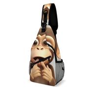 IOLVSHGH The Silent Monkey Sling Bag with Rfid Blocking Causal Mens Crossbody Bag Lightweight Chest Pack Large Man Purse Travel Crossbody Backpack Shoulder Sling Backpack for Hiking Running Cycling