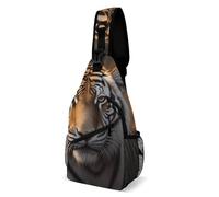 IOLVSHGH Tiger Sling Bag with Rfid Blocking Causal Mens Crossbody Bag Lightweight Chest Pack Large Man Purse Travel Crossbody Backpack Shoulder Sling Backpack for Hiking Running Cycling