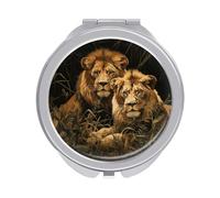 IOLVSHGH Two Lions Travel Compact Mirror Small Mirrors for Pocket Purse Double Sided 1x/2x Magnifying Mirror Travel Makeup Mirrors for Women Portable Cute Handheld Mirror