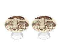 IOLVSHGH Vintage Mushrooms Drawing Kitchen Cabinet Knobs 2 Pack Bathroom Drawer Pulls Metal Dresser Knobs with Screw Cabinet Hardware Round Cabinet Handles for Cupboard Closet Bifold Door