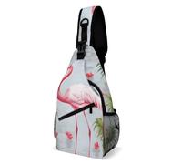 IOLVSHGH White Flamingo Sling Bag with Rfid Blocking Causal Mens Crossbody Bag Lightweight Chest Pack Large Man Purse Travel Crossbody Backpack Shoulder Sling Backpack for Hiking Running Cycling