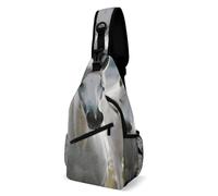 IOLVSHGH White Horses Sling Bag with Rfid Blocking Causal Mens Crossbody Bag Lightweight Chest Pack Large Man Purse Travel Crossbody Backpack Shoulder Sling Backpack for Hiking Running Cycling