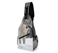 IOLVSHGH Wolf in The Snow Sling Bag with Rfid Blocking Causal Mens Crossbody Bag Lightweight Chest Pack Large Man Purse Travel Crossbody Backpack Shoulder Sling Backpack for Hiking Running Cycling