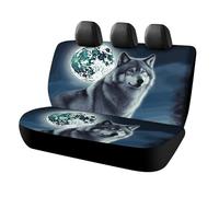 IOLVSHGH Wolf Under Moon Car Seat Covers Protector Waterproof & Breathable Automotive Seat Covers Non-Slip Auto Backseat Cover Universal Accessories Rear Seats Cover for Cars SUV Truck