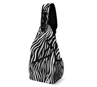IOLVSHGH Zebra Print Sling Bag with Rfid Blocking Causal Mens Crossbody Bag Lightweight Chest Pack Large Man Purse Travel Crossbody Backpack Shoulder Sling Backpack for Hiking Running Cycling