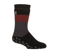 IOMI SOCKSHOP Heat Holders Socks - Raynaud's 3.1 TOG Warm Cosy Thermal Striped Anti Slip Socks for Men Size 6-11 Suitable for Diabetics in 1 Pair Block Stripe Black