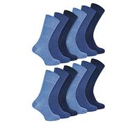 IOMI - 12 Pair Multipack Mens Diabetic Bamboo Socks | Extra Wide Seamless Socks with Non Elastic Gentle Grip Top (6-11, Navy Blue)