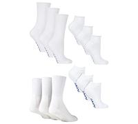 IOMI 12 Pair Pack Diabetic Socks All Year Round Bundle Set Extra Wide Socks for Swollen Ankles, Legs & Feet (9-11, White)