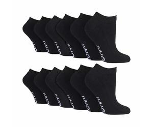 IOMI 12 Pair Unisex Low-Cut Diabetic Trainer Socks: Ideal for Swollen Feet & Ankle - 4-8 UK - Black