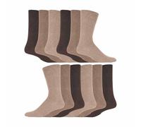 IOMI 12 Pairs Mens Gentle Grip Top Diabetic Socks | Non Elastic Cotton Socks - 6-11 UK - Beige